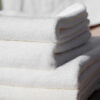 close up white towel bed decoration bedroom interior